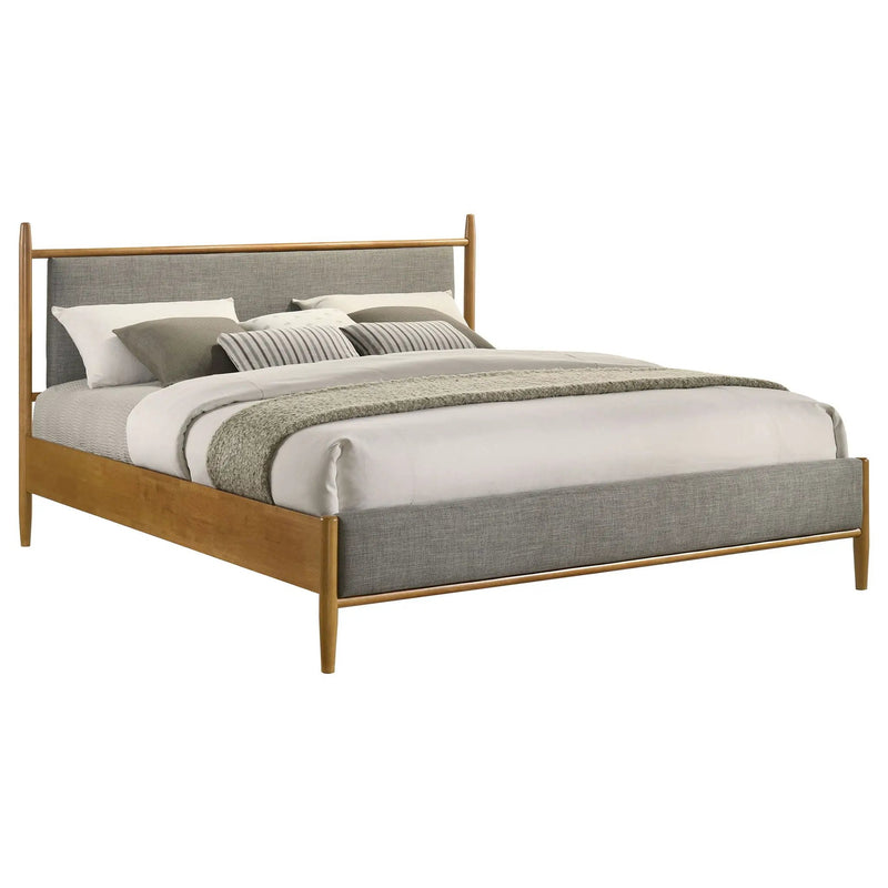 Mason 46-inch Eastern King Panel Platform Bed Light Brown by Unique Piece Furniture
