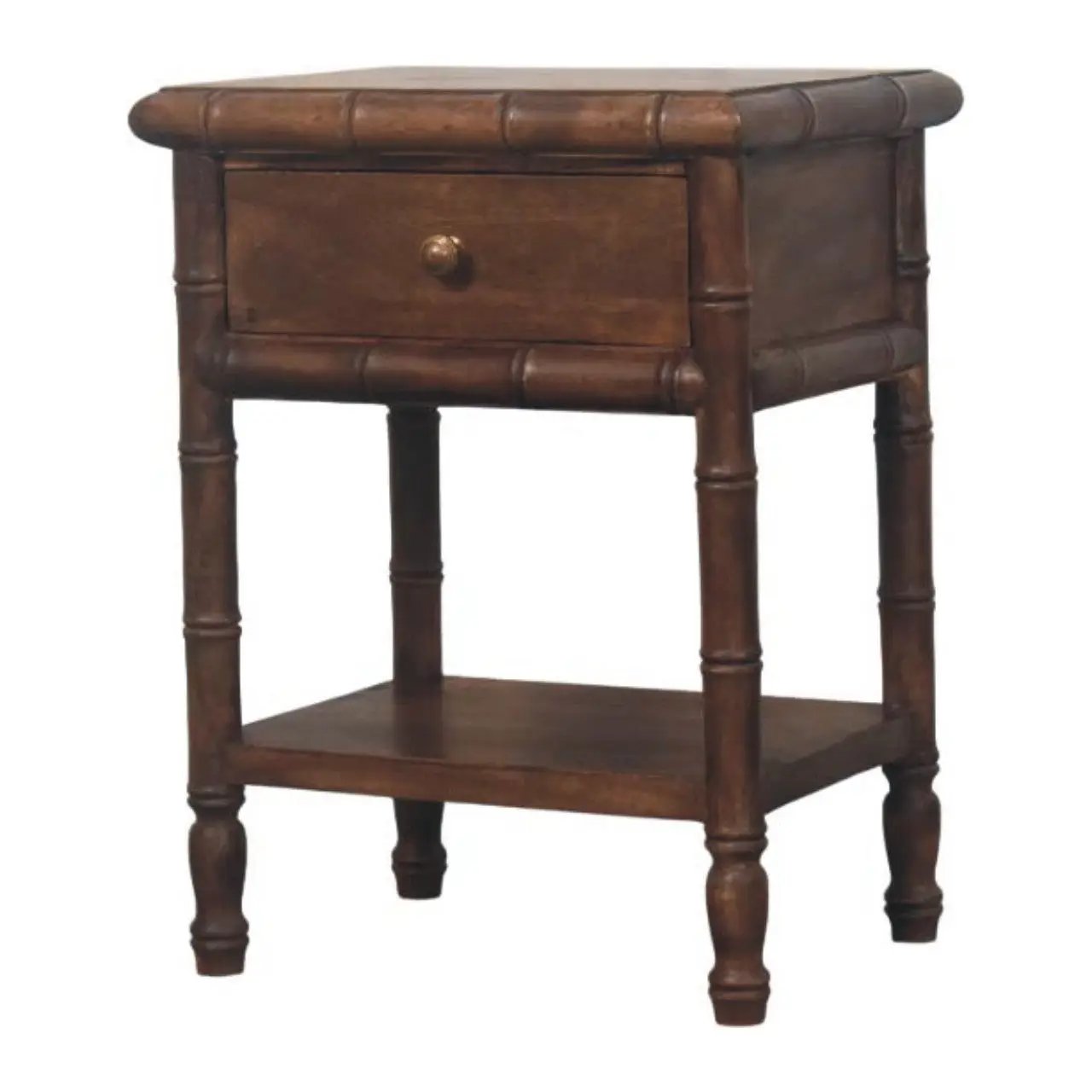 Solid Wood Bamboo Carved Bedside Table by HouseOfZazla