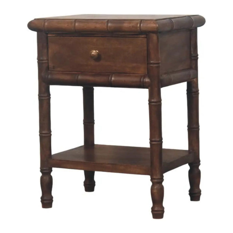 Solid Wood Bamboo Carved Bedside Table by HouseOfZazla