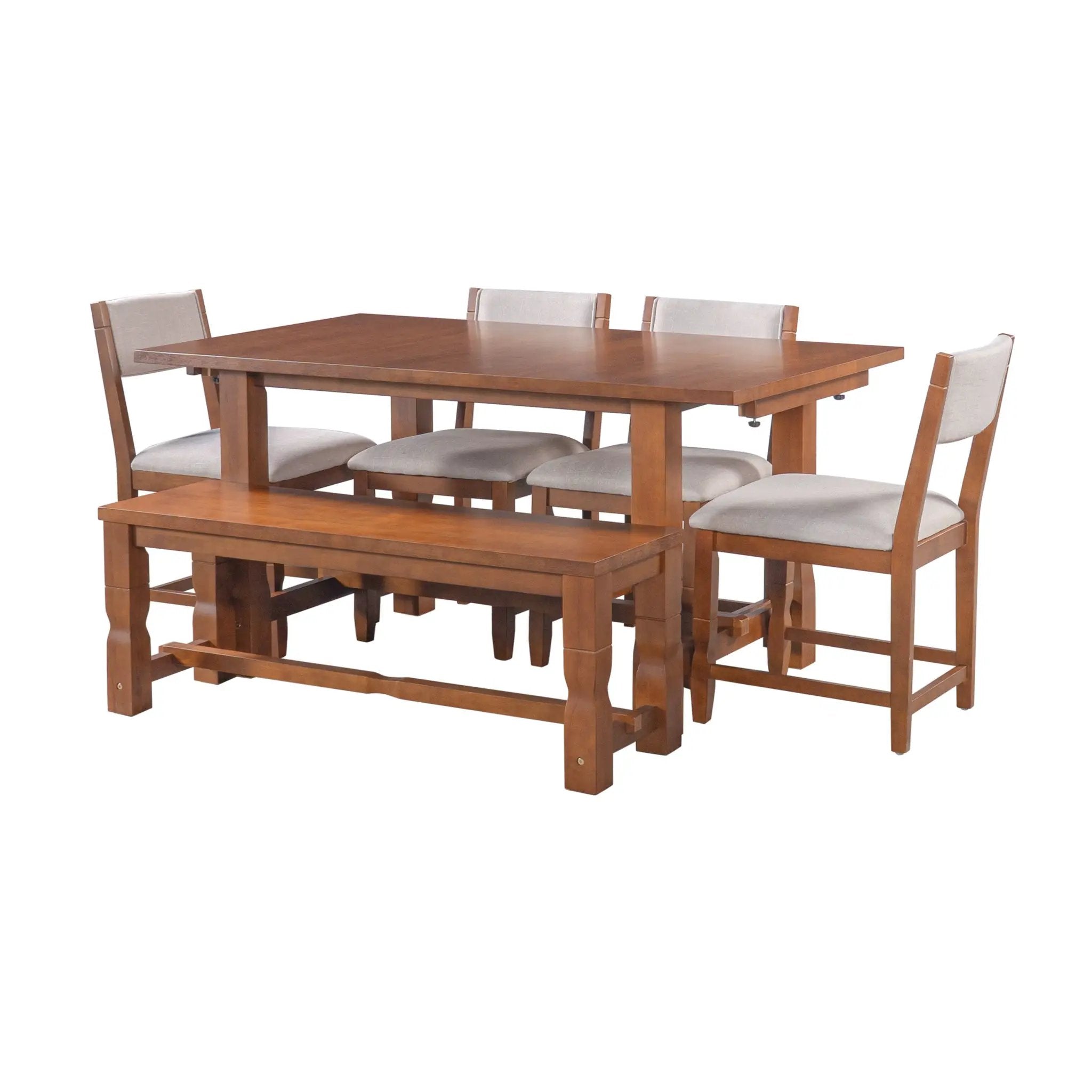 TOPMAX 6-Piece Dining Set with Bench by HouseOfZazla