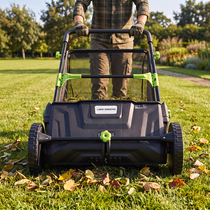 Hand Push Lawn Sweeper - 21 Inch Leaf & Grass Collector, photo 3 of 9