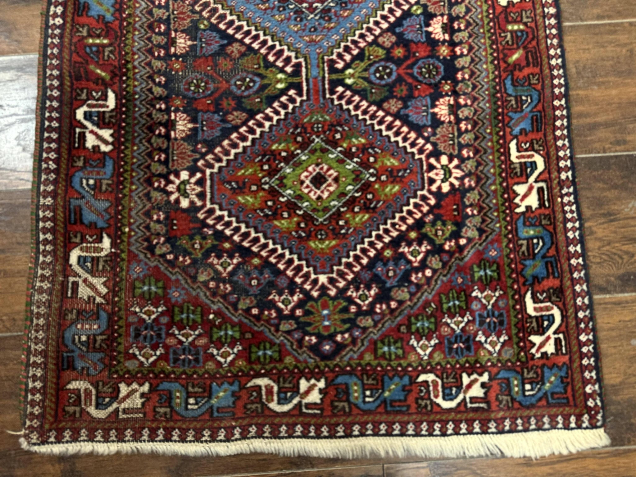 Persian Tribal Runner Rug 2.6 x 20 ft, Antique Persian Shiraz Carpet for Hallway, Colorful Navy Blue by Jewel Rugs