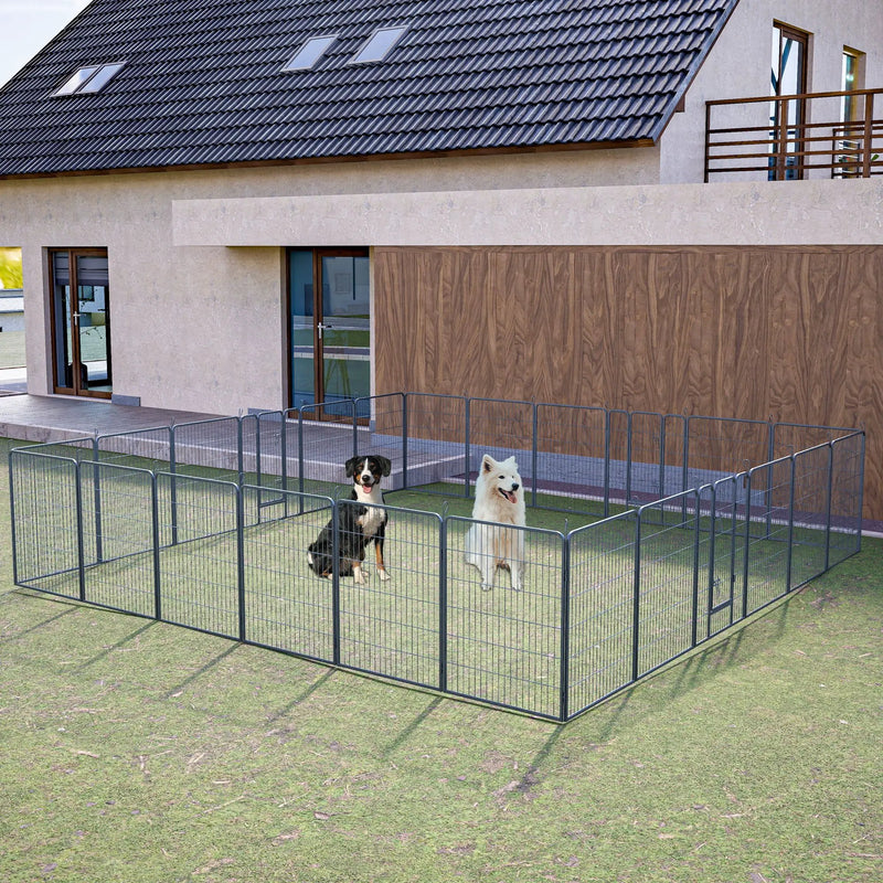 Dog Pens Outdoor Height Foldable Panels Heavy Duty Metal Portable Dog Playpen Indoor Anti Rust Exercise Dog Fence With Doors For Pets Play Pen For RV Camping Yard by HouseOfZazla