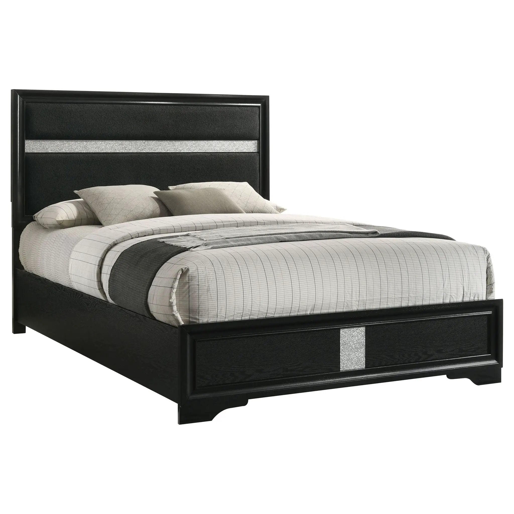 Miranda 54-inch Upholstered Queen Panel Bed Black by Unique Piece Furniture