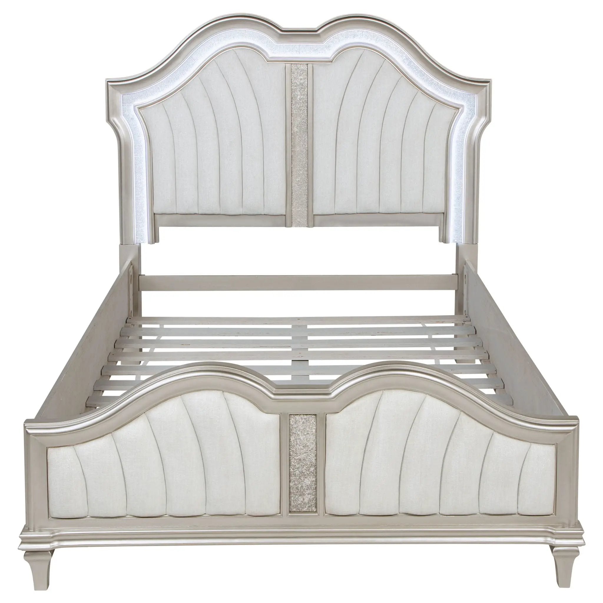 Evangeline Wood Queen LED Panel Bed Silver Oak by Unique Piece Furniture