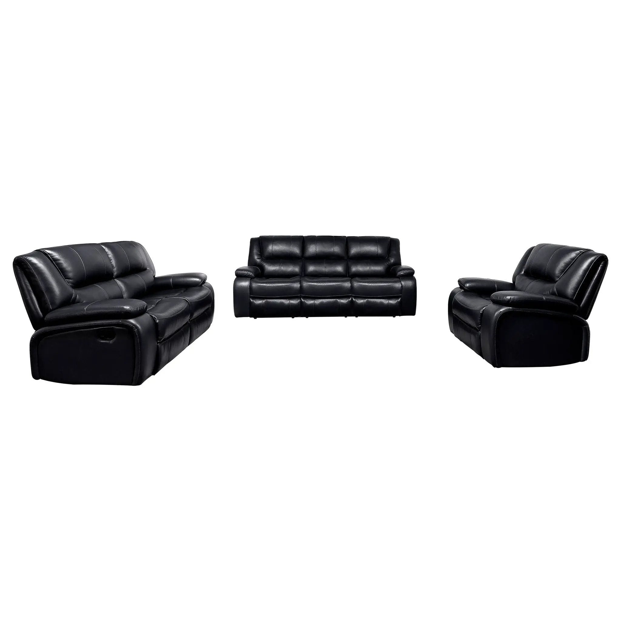 Camila 3-piece Upholstered Reclining Sofa Set Black by Unique Piece Furniture