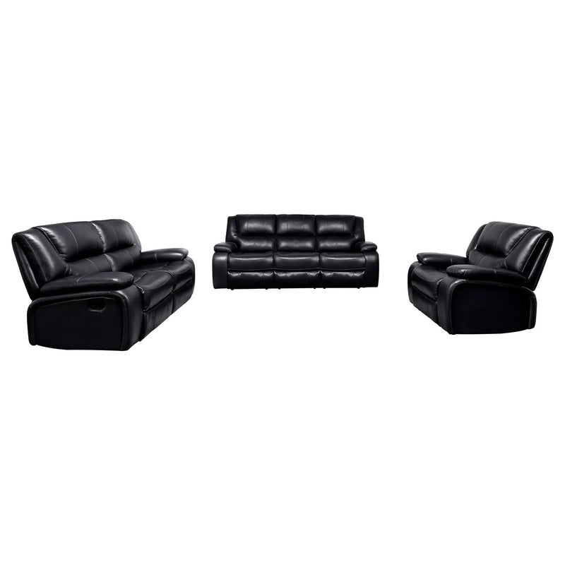 Camila 3-piece Upholstered Reclining Sofa Set Black by Unique Piece Furniture