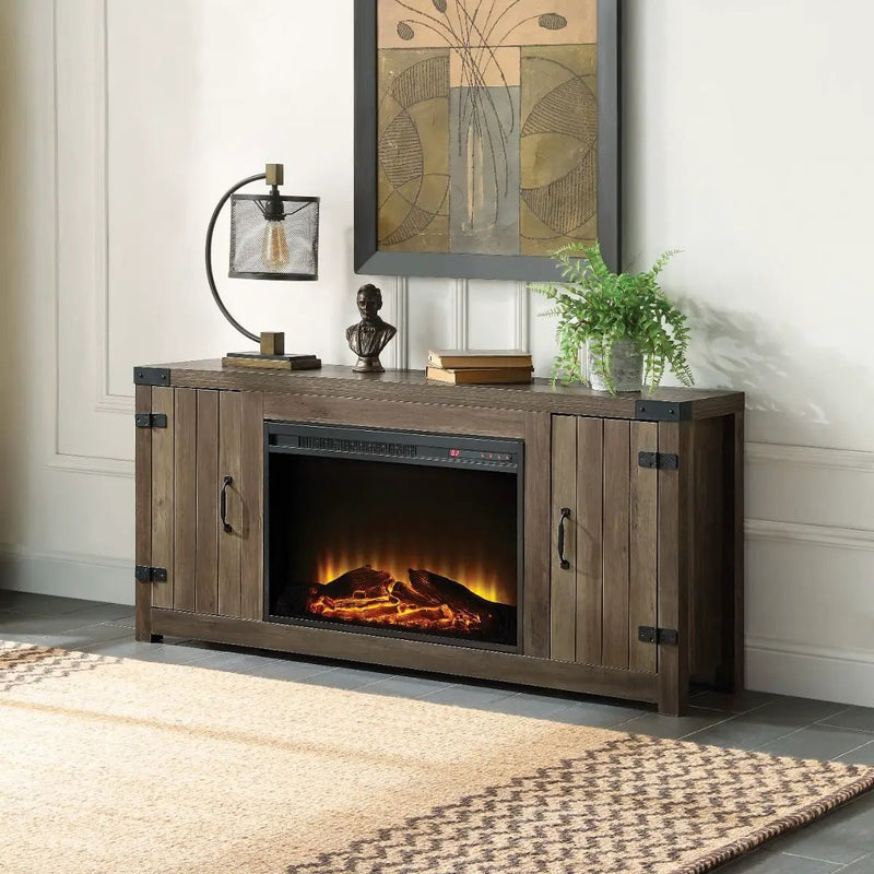 Tobias - 25" Fireplace - Rustic Oak by Unique Piece Furniture
