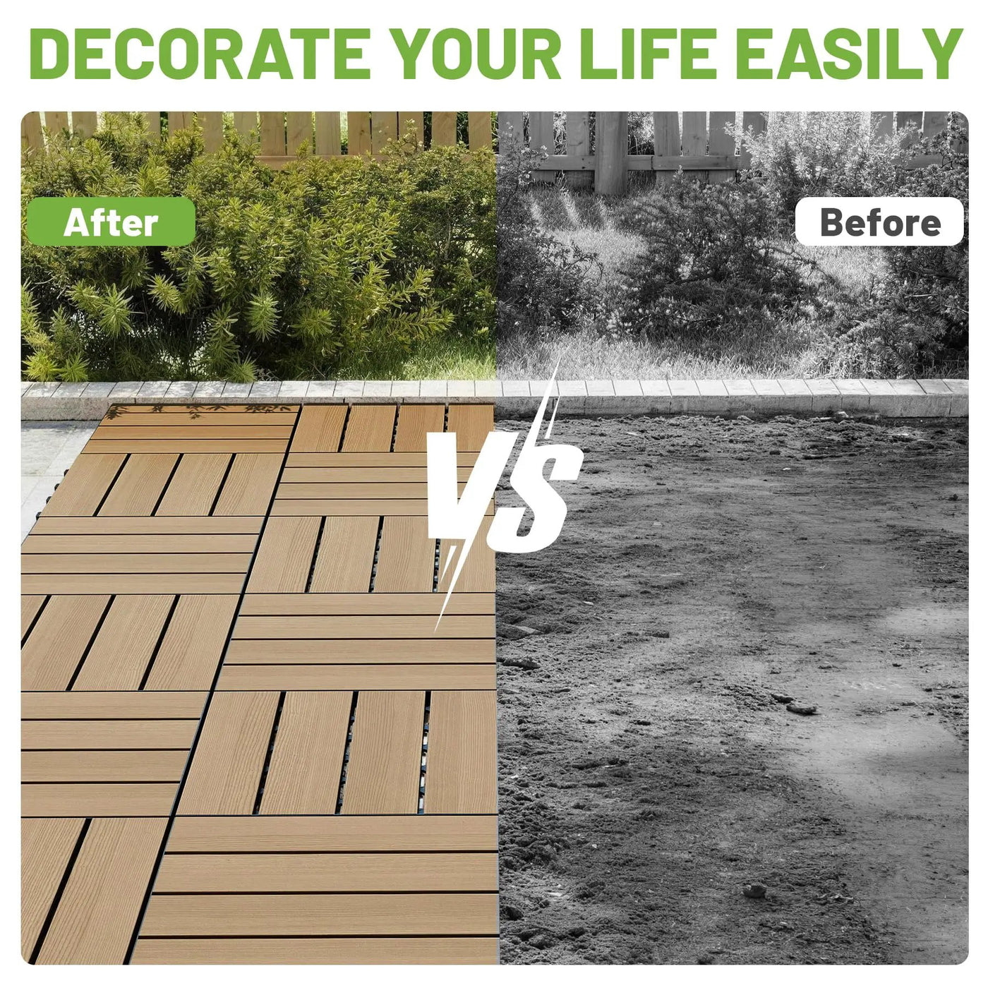 36 Pcs Interlocking Deck Tiles, 12" x 12" HDPE Outdoor Flooring by HouseOfZazla