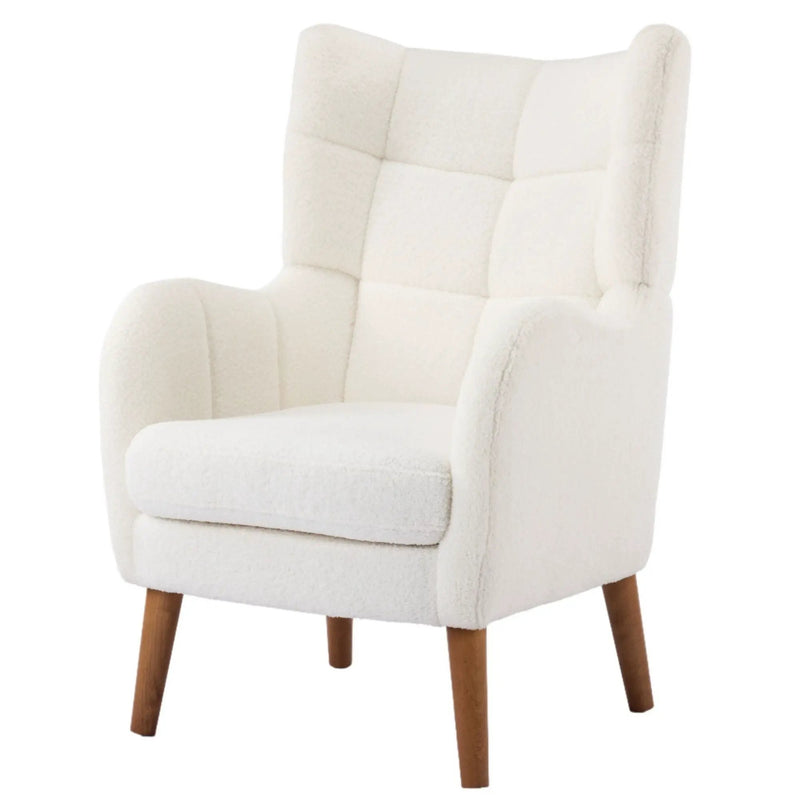 Accent Chair With Birch Wood Legs - White by HouseOfZazla