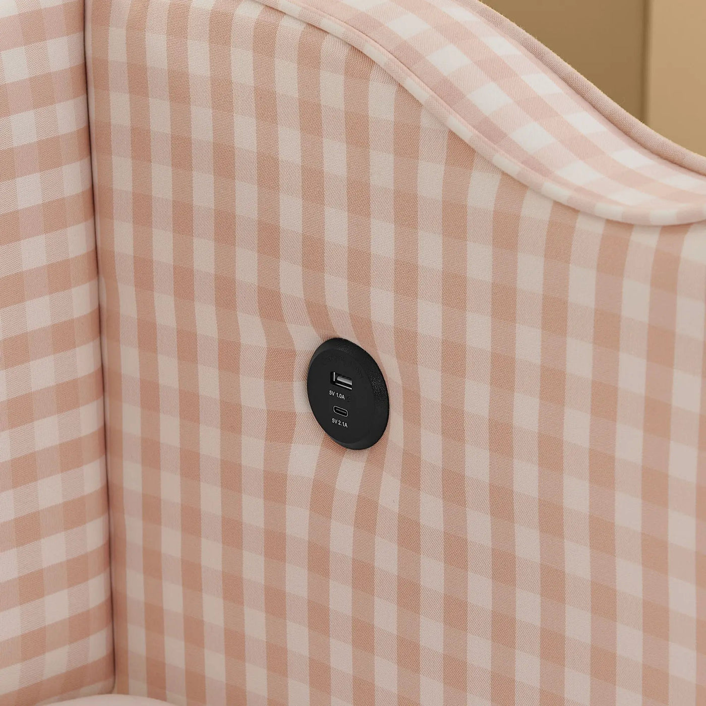 Gingham Daybed With USB Charging Port, Wave Shaped Design by HouseOfZazla