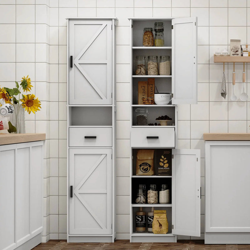69" H Tall Bathroom Storage Cabinet with 2 Barn Doors and 1 Drawer by HouseOfZazla
