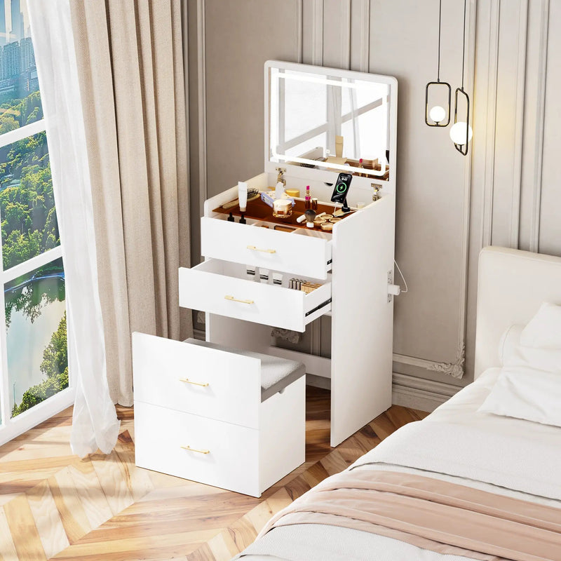 3 in 1 Vanity Desk with Open Top Mirror by HouseOfZazla
