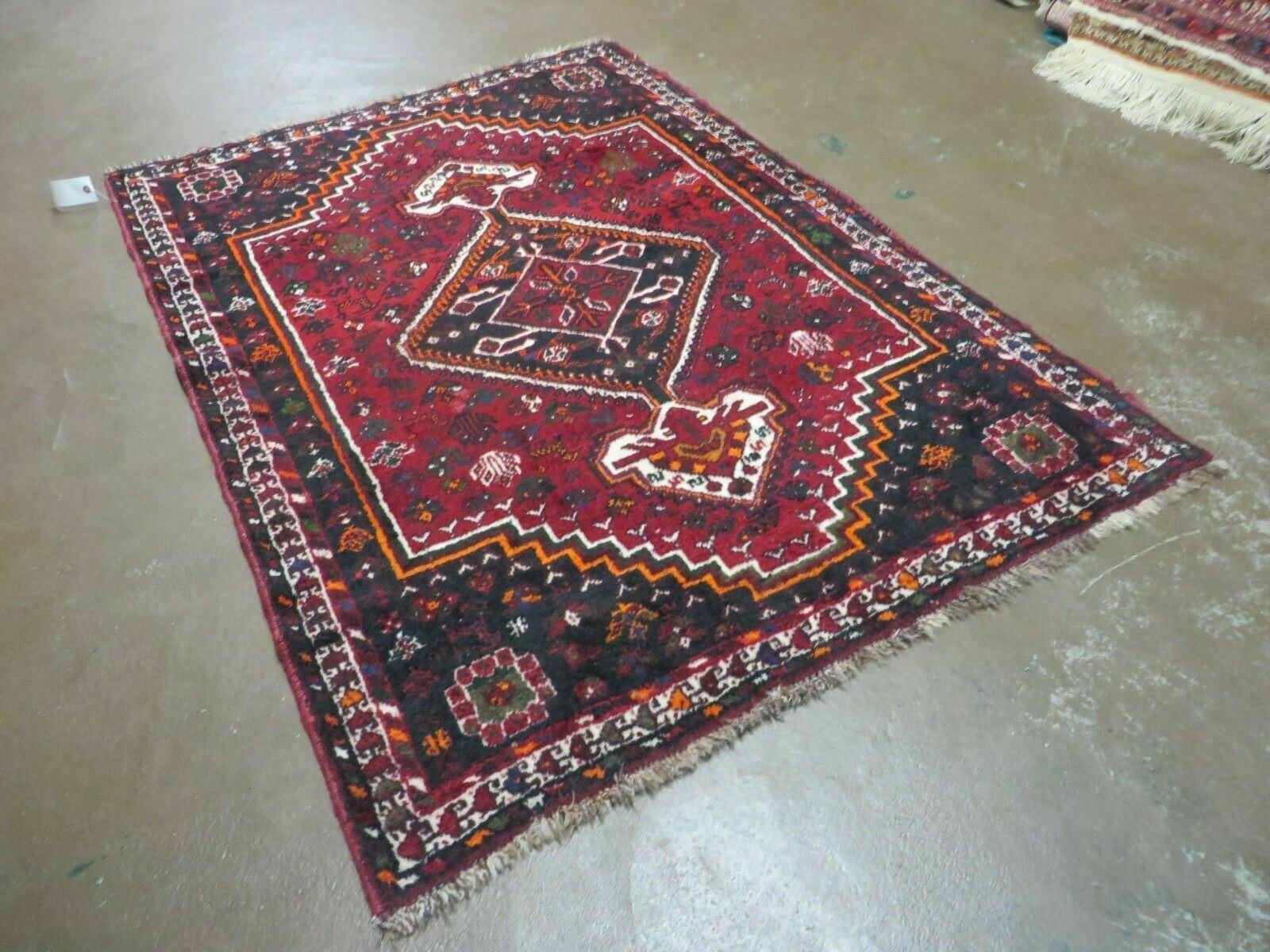 4' X 6' Antique Handmade Turkish Wool Veg Dyes Rug Organic Red Nice M10 by Jewel Rugs