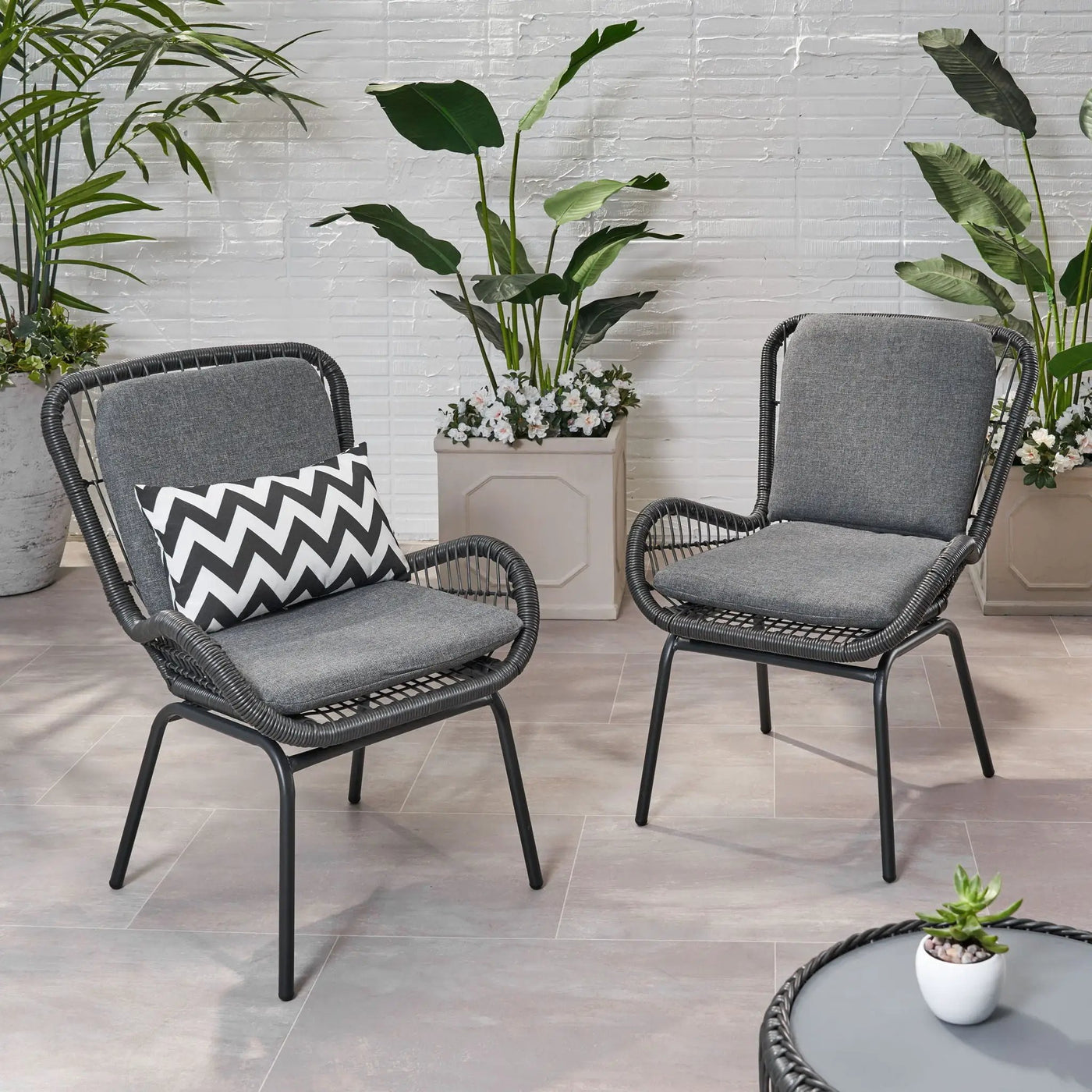 Outdoor Wicker Club Chair With Cushions (Set of 2) by HouseOfZazla