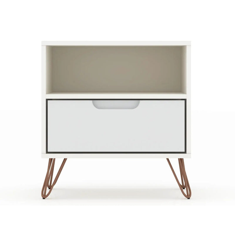 Rockefeller - Nightstand With 1 Drawer - White by HouseOfZazla