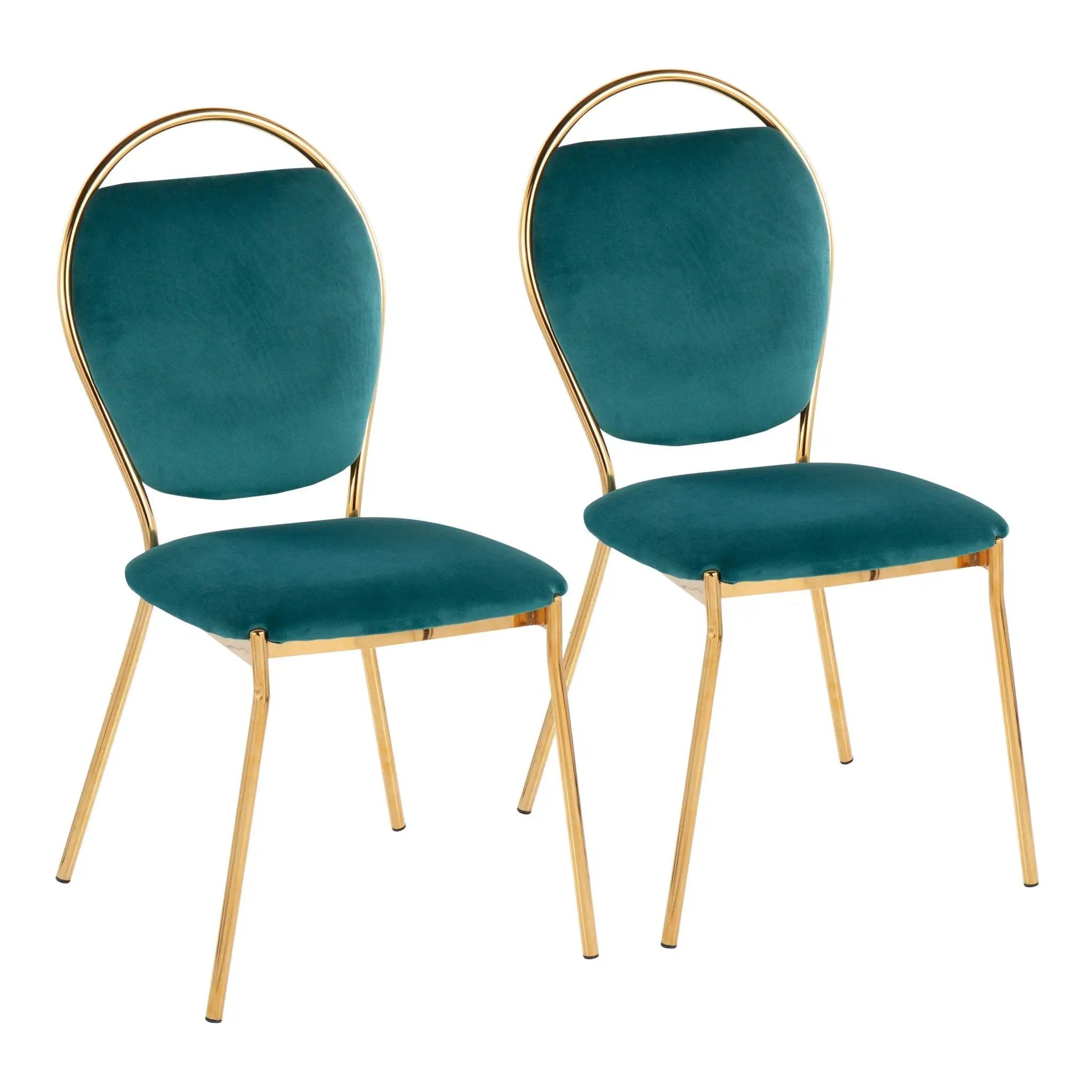 Keyhole - Contemporay / Glam Dining Chair (Set of 2) - Gold / Green by HouseOfZazla