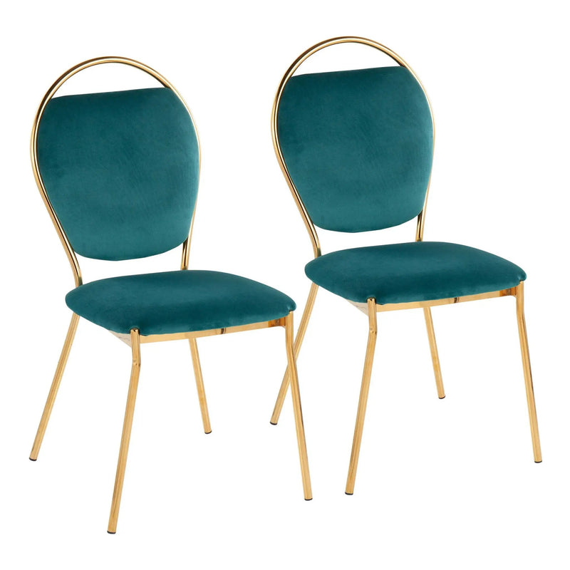 Keyhole - Contemporay / Glam Dining Chair (Set of 2) - Gold / Green by HouseOfZazla