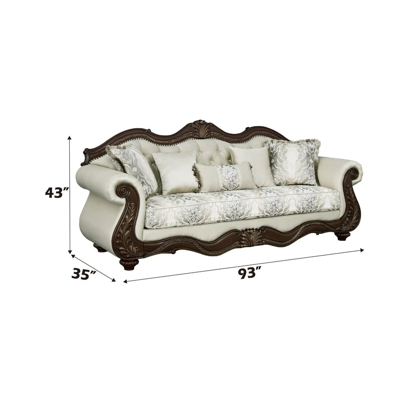 Pierce - Sofa With 5 Pillows - Beige / Cherry by Unique Piece Furniture
