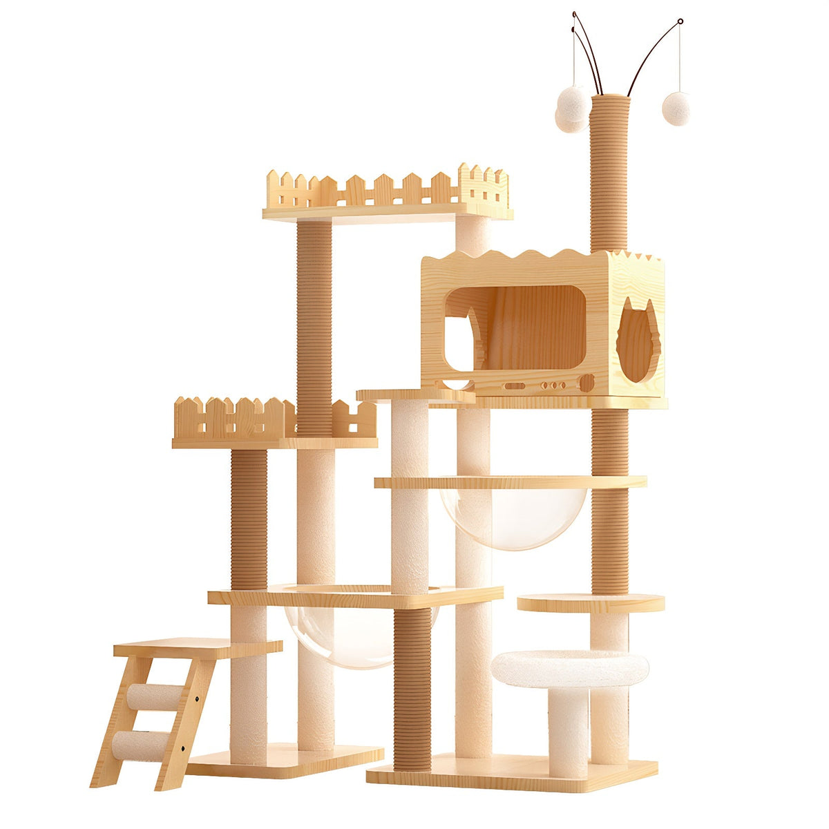66.9" Modern Cat Tower with Sisal Scratching Posts - Wood Cat Tree, photo 7 of 7