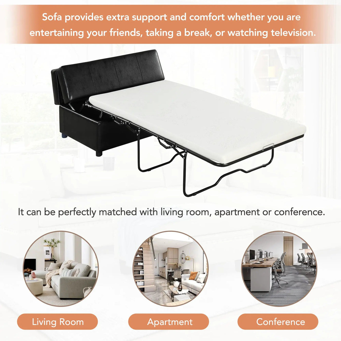 Twin Size Folding Ottoman Sleeper Bed With Mattress Convertible Guest Bed by Unique Piece Furniture