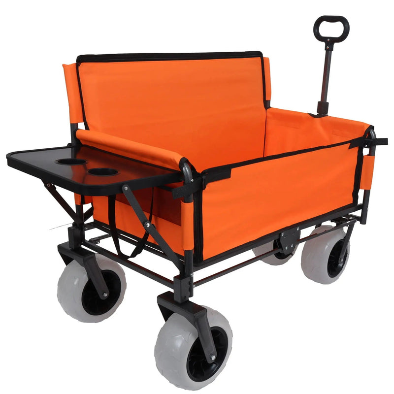 3 in 1 Folding Wagon with Bench Seat and Rear Tabletop - Orange by HouseOfZazla