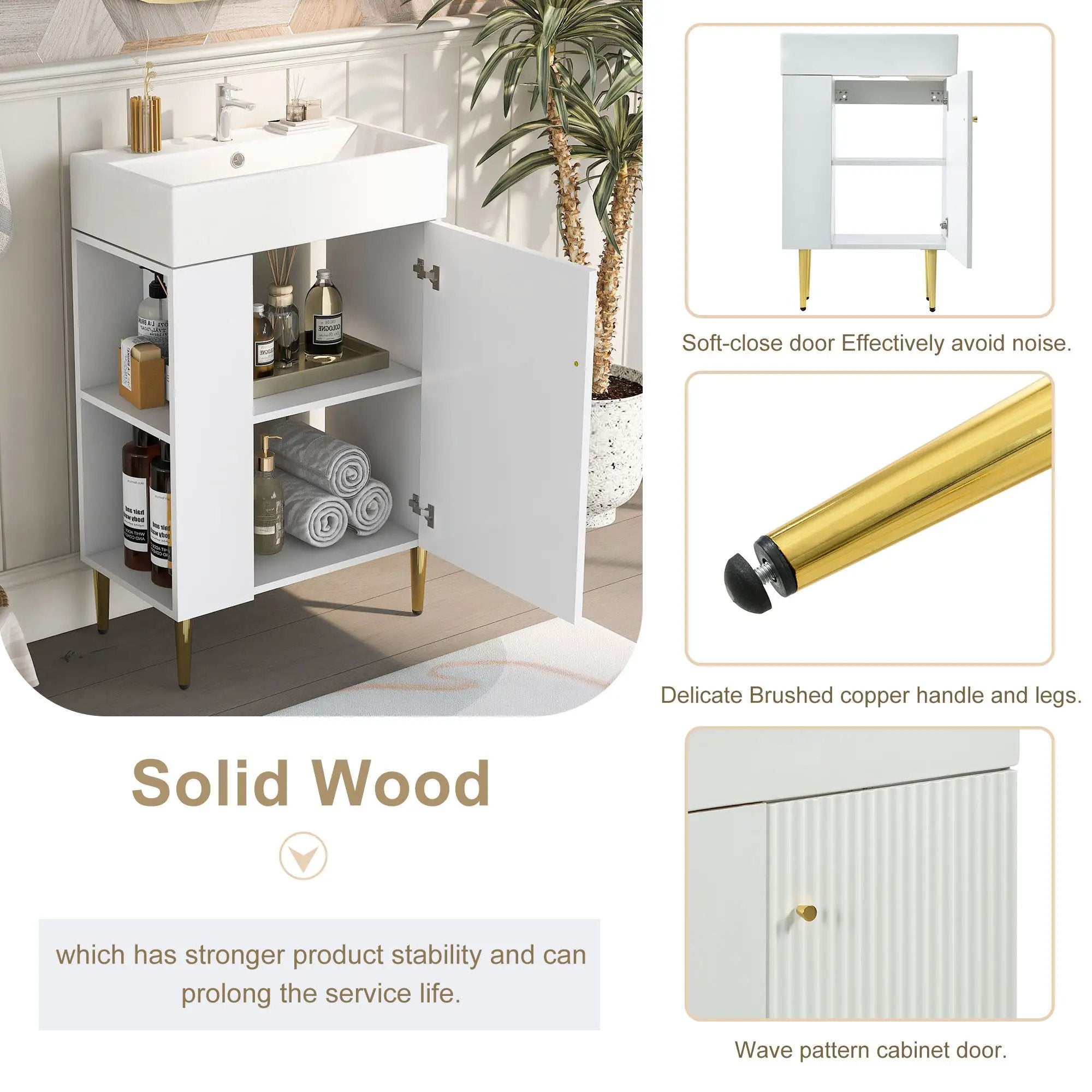 Bathroom Vanity, Combo Cabinet, Bathroom Storage Cabinet, Single Ceramic Sink by HouseOfZazla
