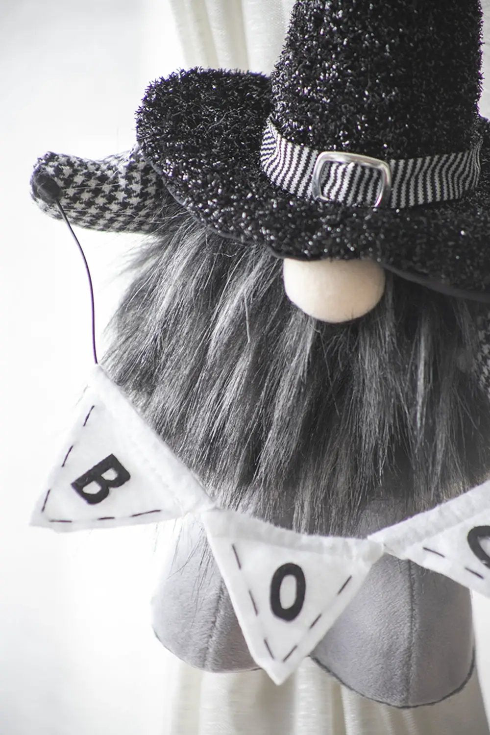 Set of 2 Black Fabric Gnomes with 'Boo' Banner by HouseOfZazla