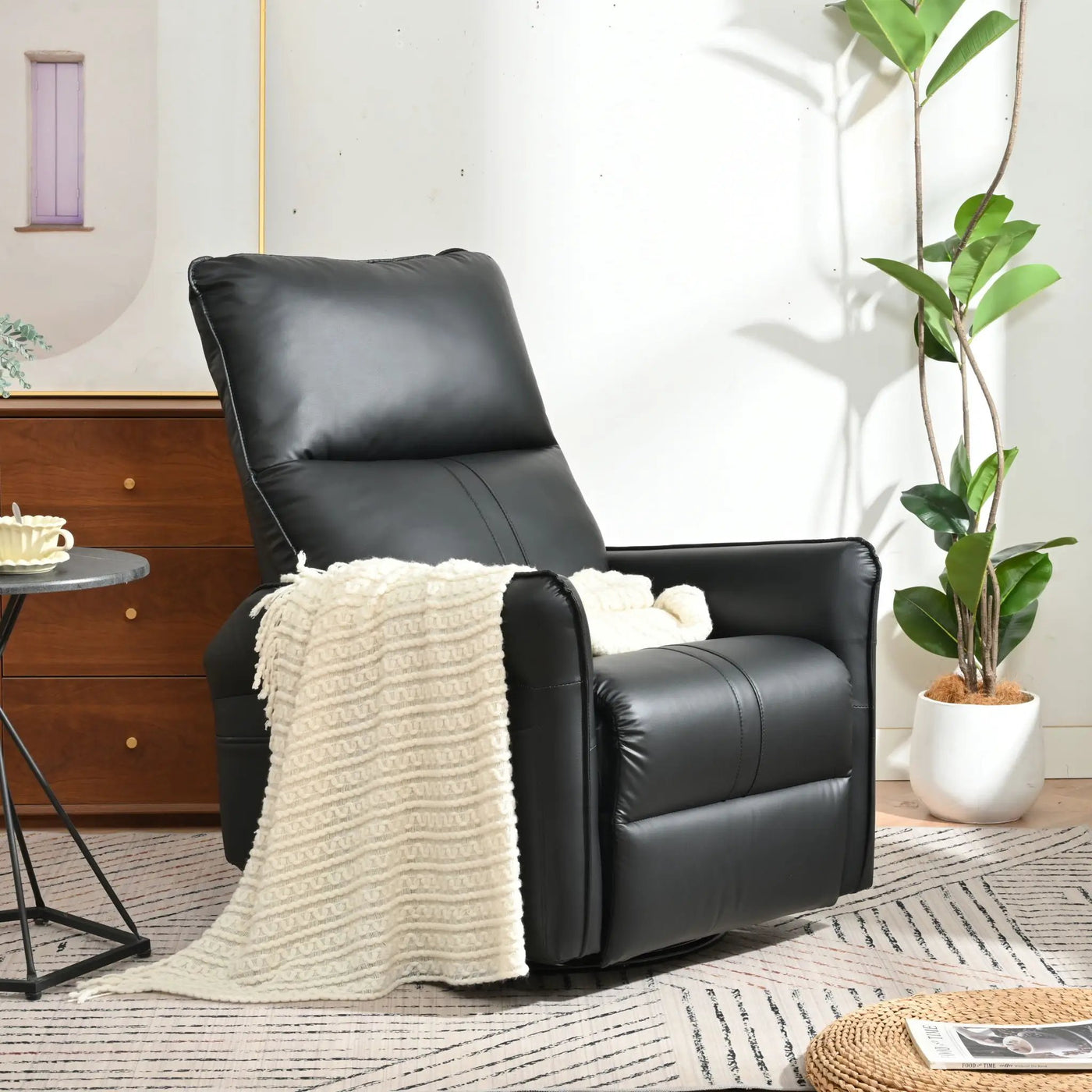360° Modern Small Rocking Swivel Recliner Chair With Side Pocket by HouseOfZazla