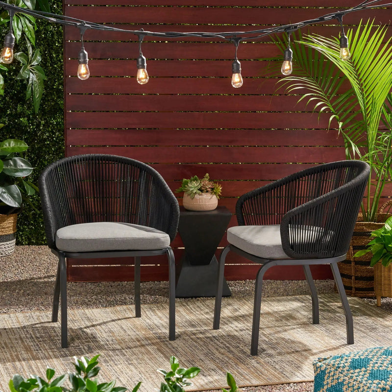Outdoor Wicker Chair With Powder-Coated Iron Legs by HouseOfZazla