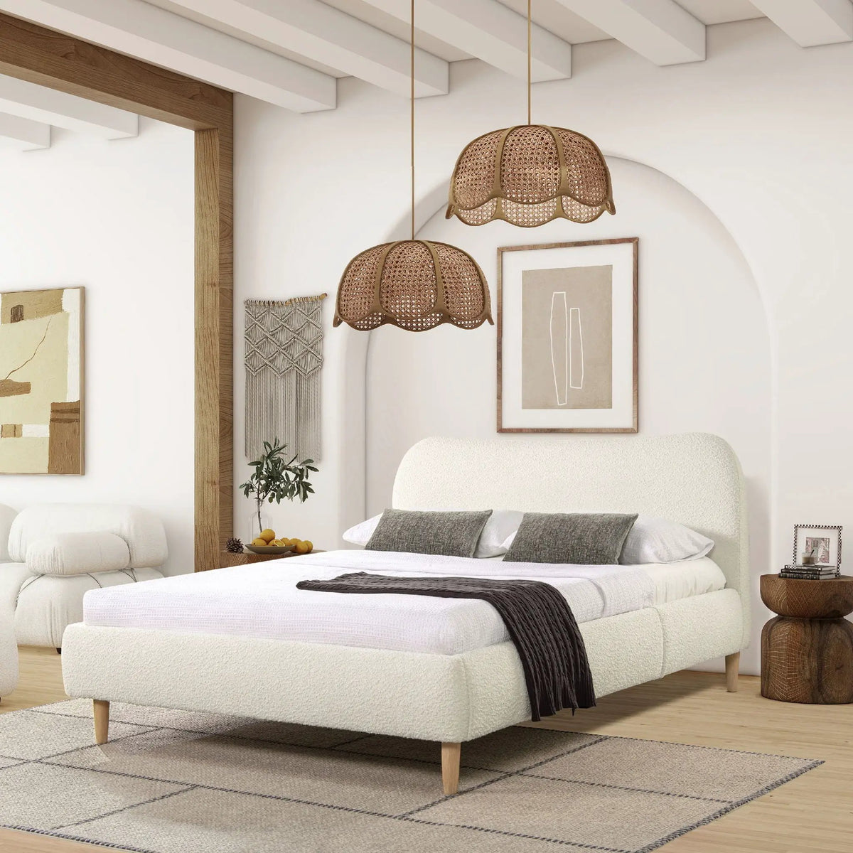 Roman - Curved Headboard Upholstered Platform Bed, photo 35 of 42