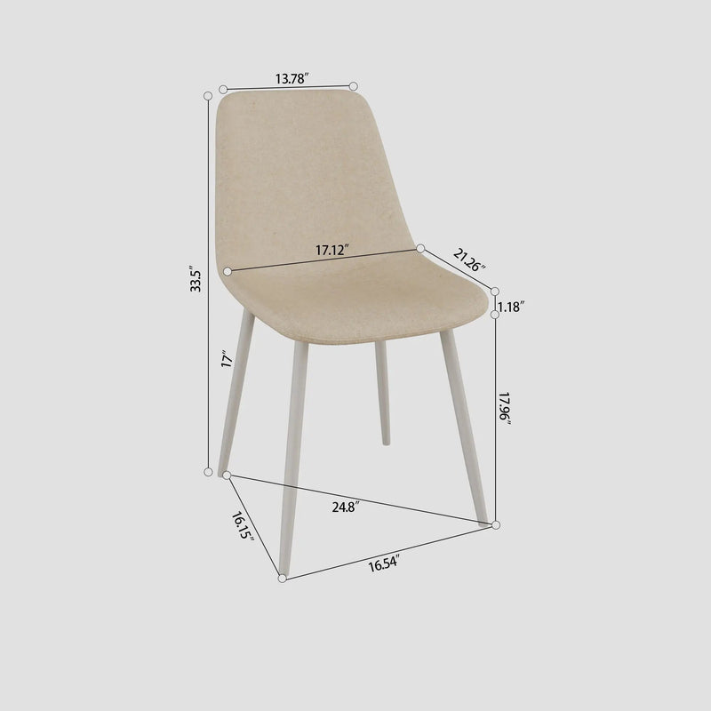 Modern Kitchen Dining Chairs (Set of 4) With Linen Padding And Sturdy Metal Legs - Beige by HouseOfZazla