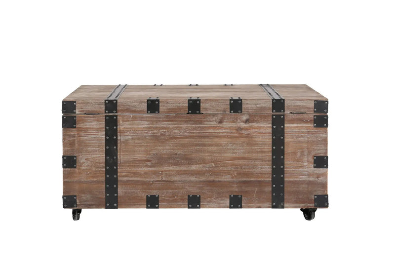 Trunk Table And Side Table With Large Storage Dress Up Your Liviing Room (Set of 3) - Antique Gray by HouseOfZazla