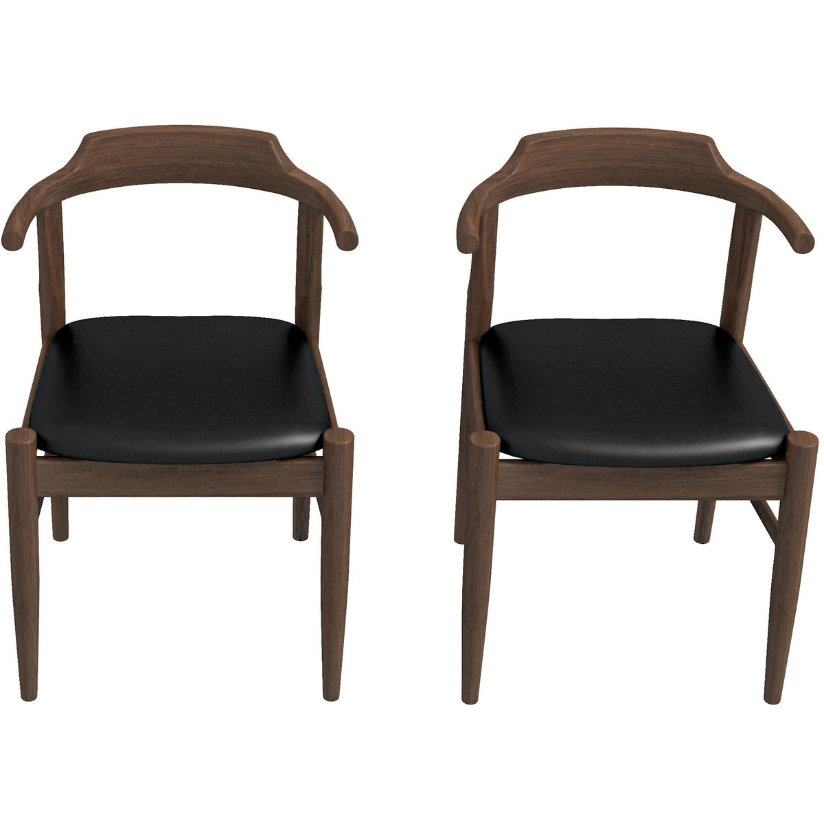 Mid-Century Modern Dining Chair Set of 2 with Solid Wood Frame - Dark Gray or Black, photo 2 of 17
