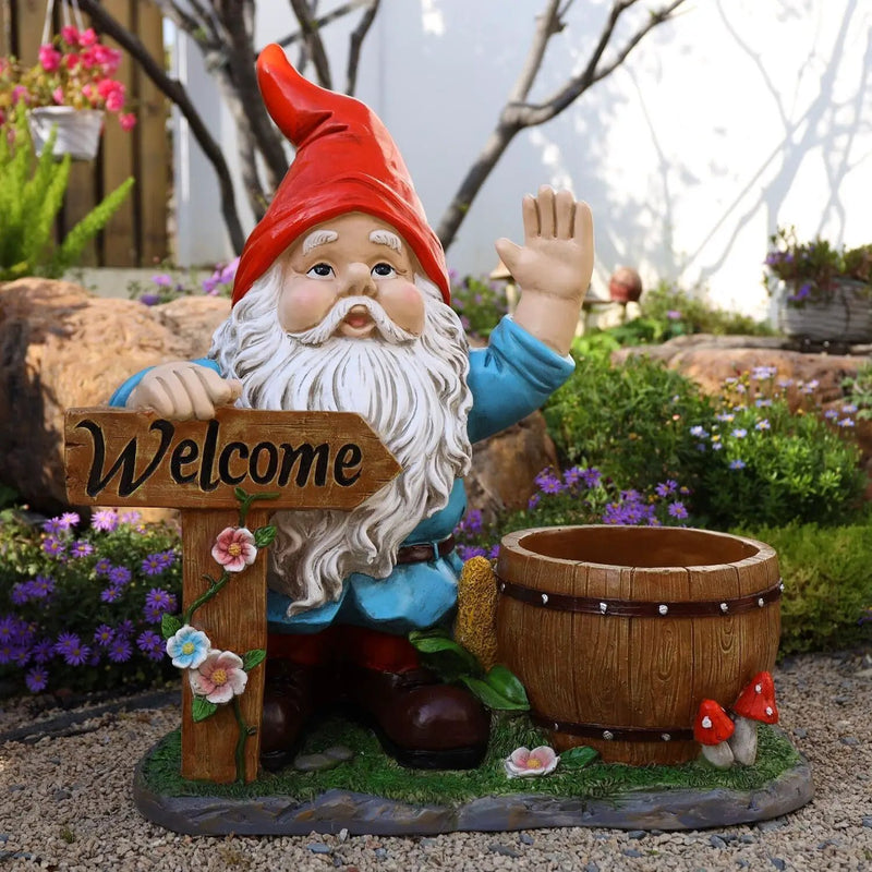 Outdoor Garden Sculpture Gnome Flower Pot Planter by HouseOfZazla