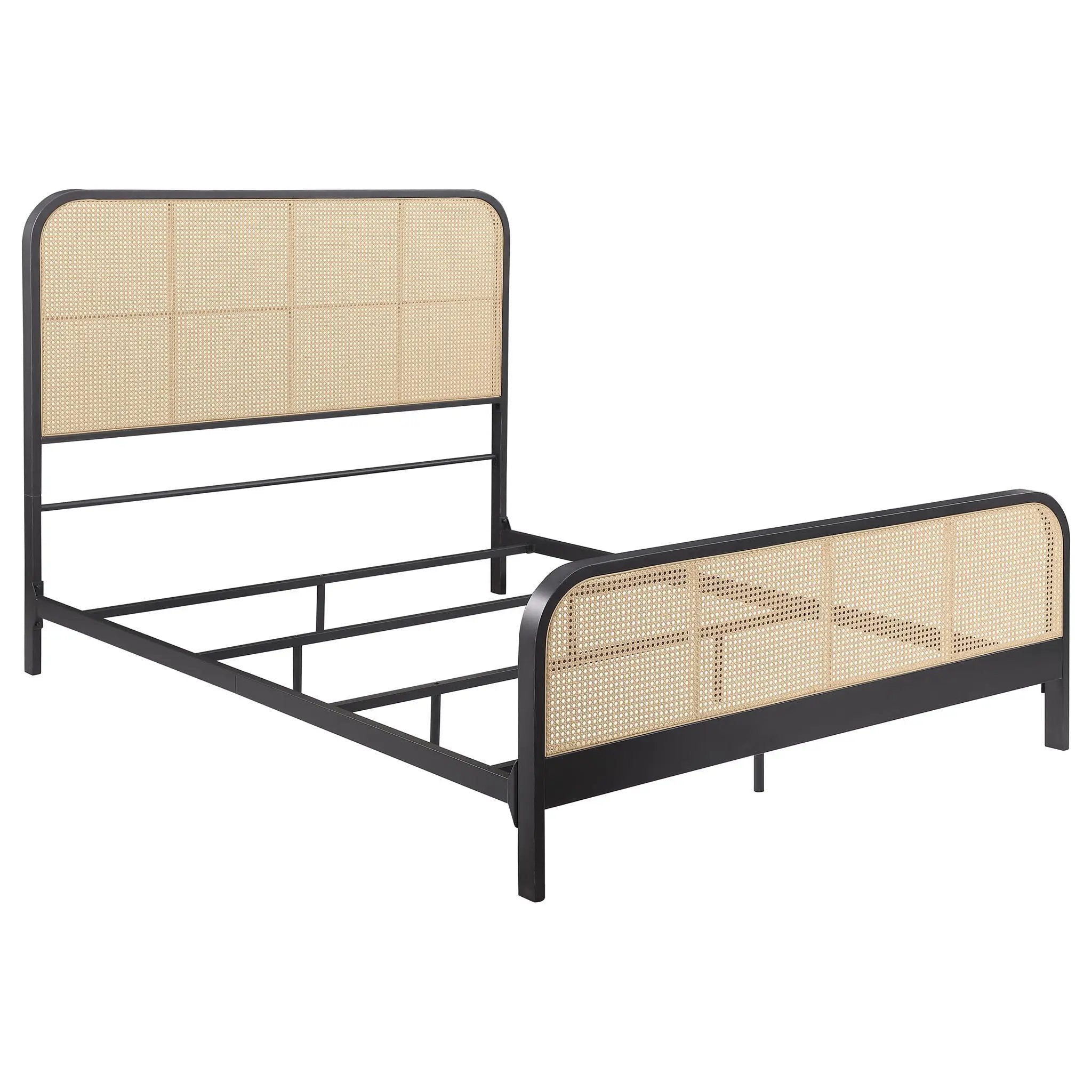 Lanewood Open Cane Webbing Metal Queen Bed Black by Unique Piece Furniture