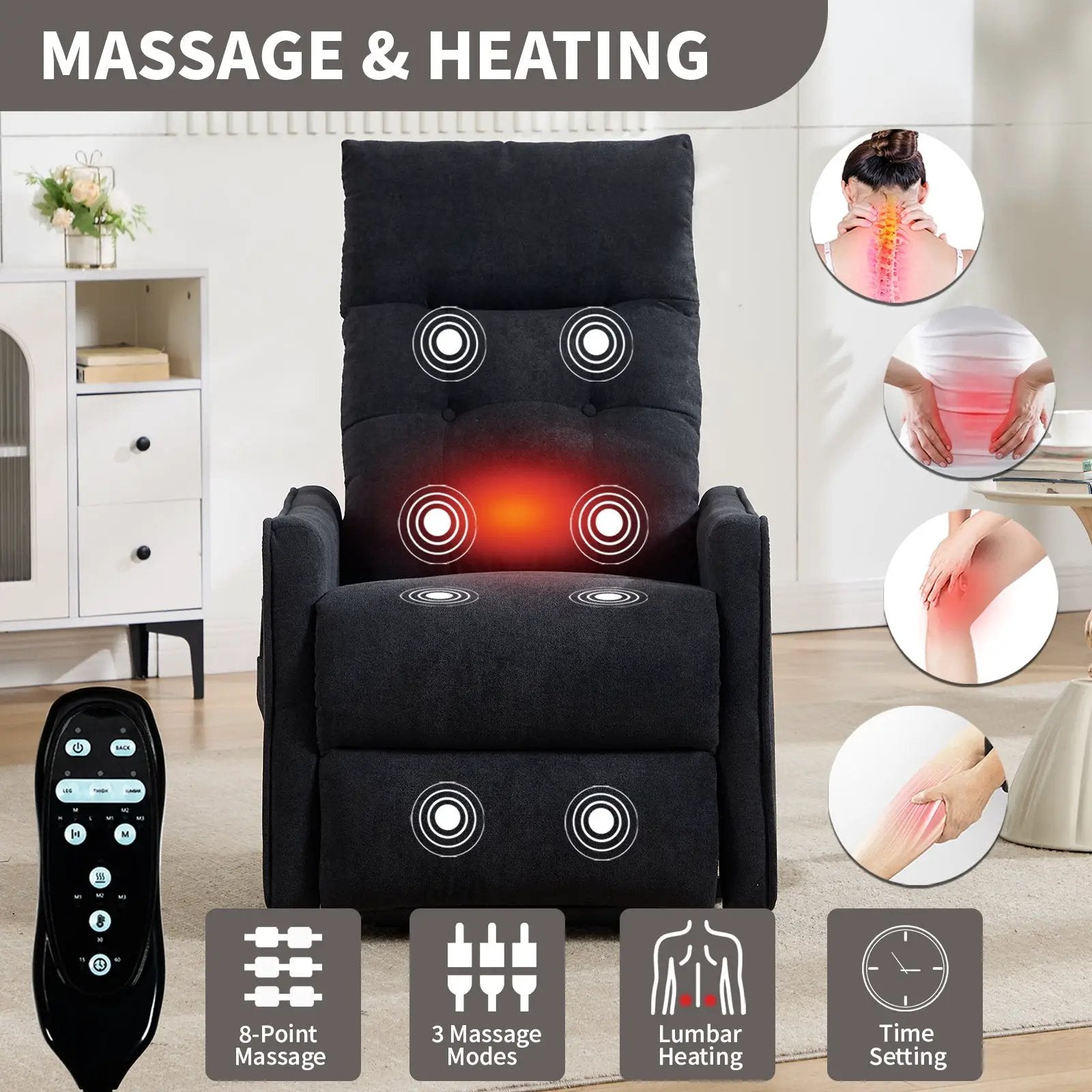 Black Chenille Single Motor Power Lift Recliner Chair by HouseOfZazla