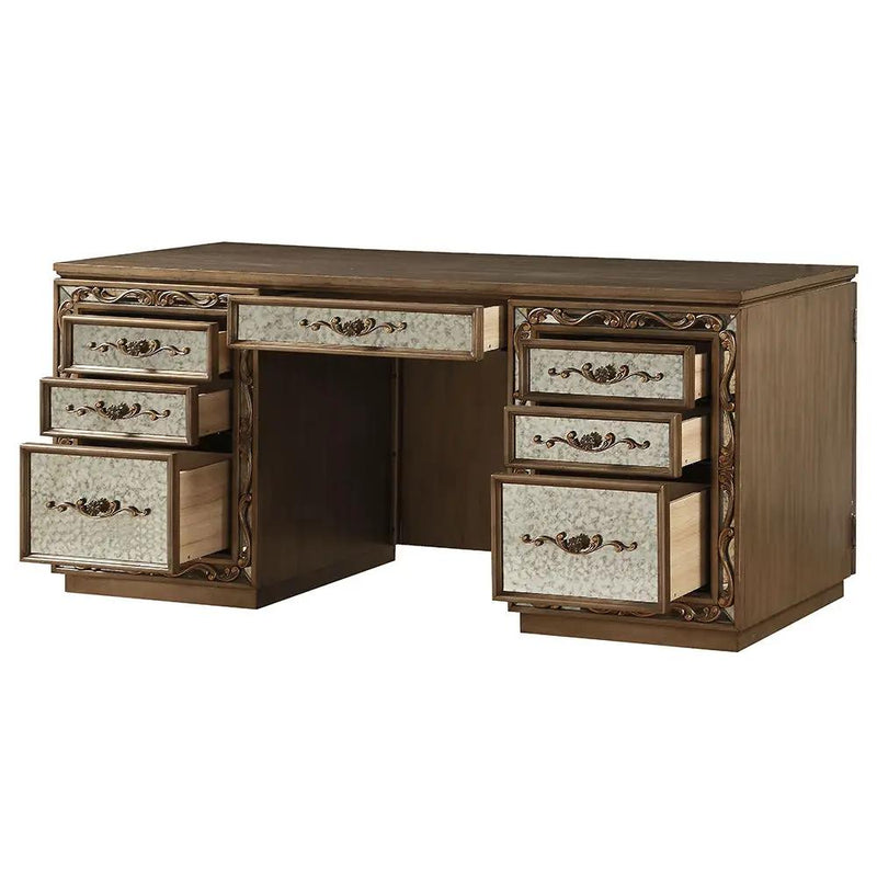 Orianne - Executive Writing Desk - Antique Gold by Unique Piece Furniture