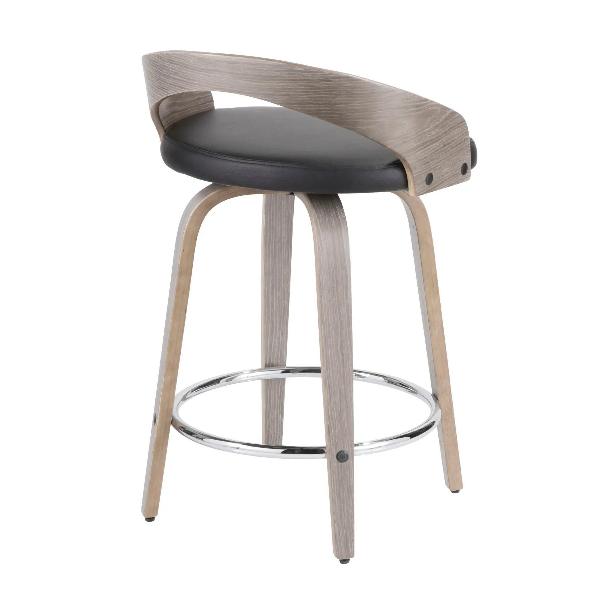 Grotto - Contemporary Fixed Height Counter Stool & Swivel With Round Footrest (Set of 2) by HouseOfZazla