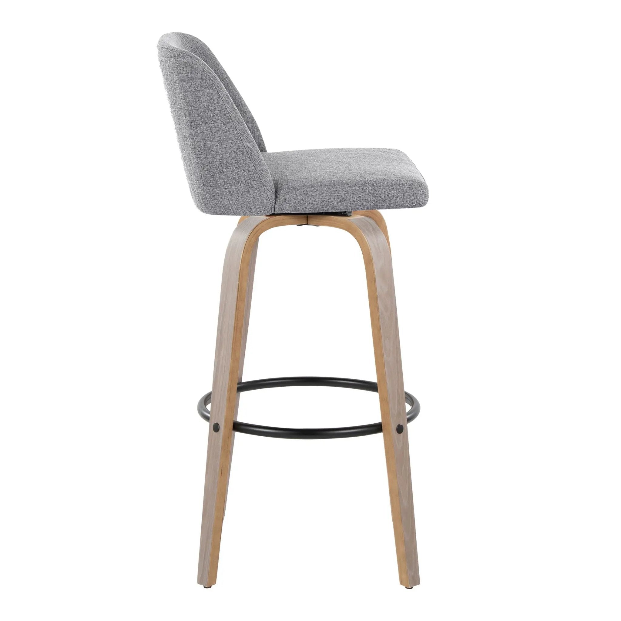 Toriano - Contemporary Fixed Height Barstool With Swivel With Round Footrest Comfort And Style (Set of 2) by HouseOfZazla