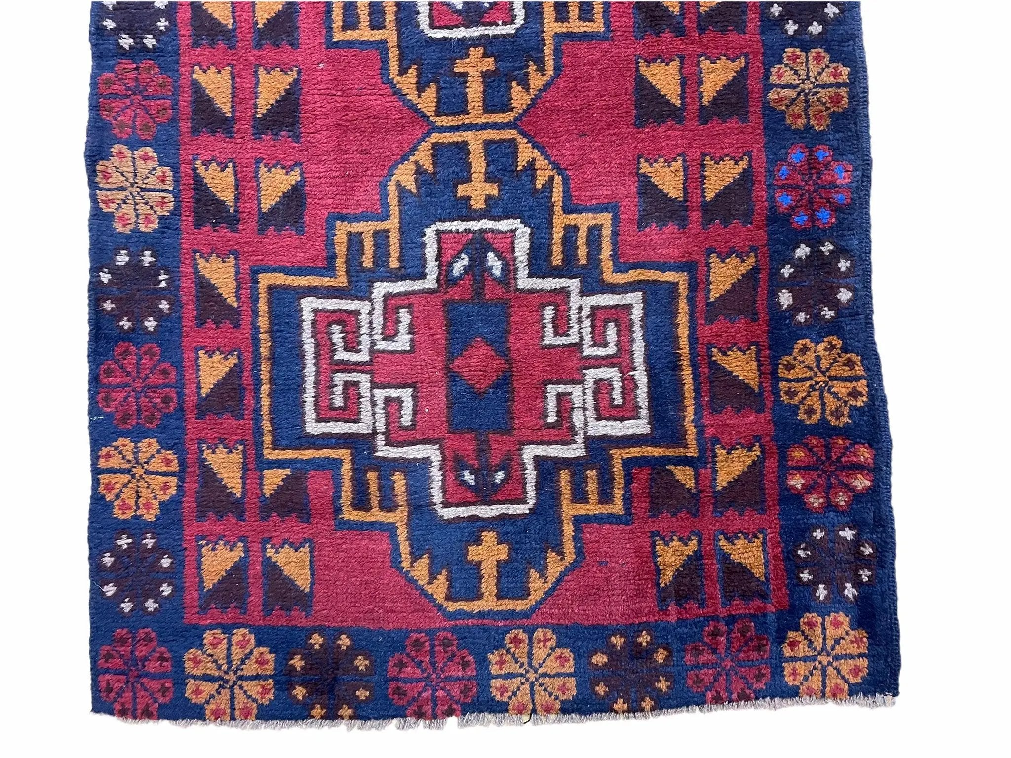 3 X 4.3 Vintage Handmade Tribal Wool Rug Balouch Rug Afghan Rug Red Blue Nice by Jewel Rugs