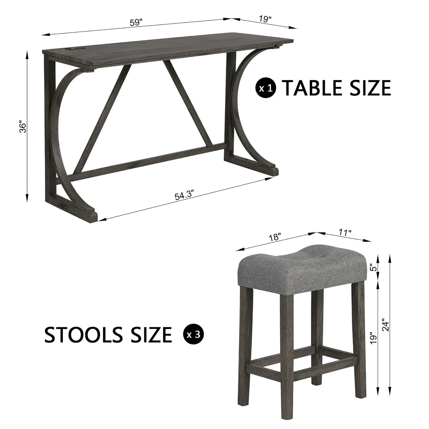 Bar Table Set With 3 Padded Stools by HouseOfZazla