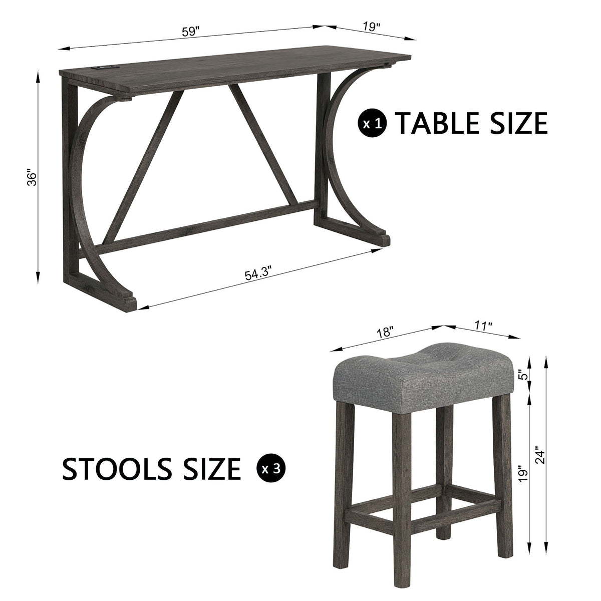Bar Table Set With 3 Padded Stools, photo 7 of 8