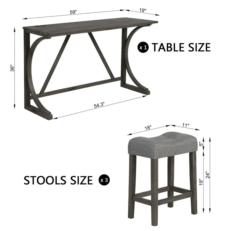 Bar Table Set With 3 Padded Stools by HouseOfZazla