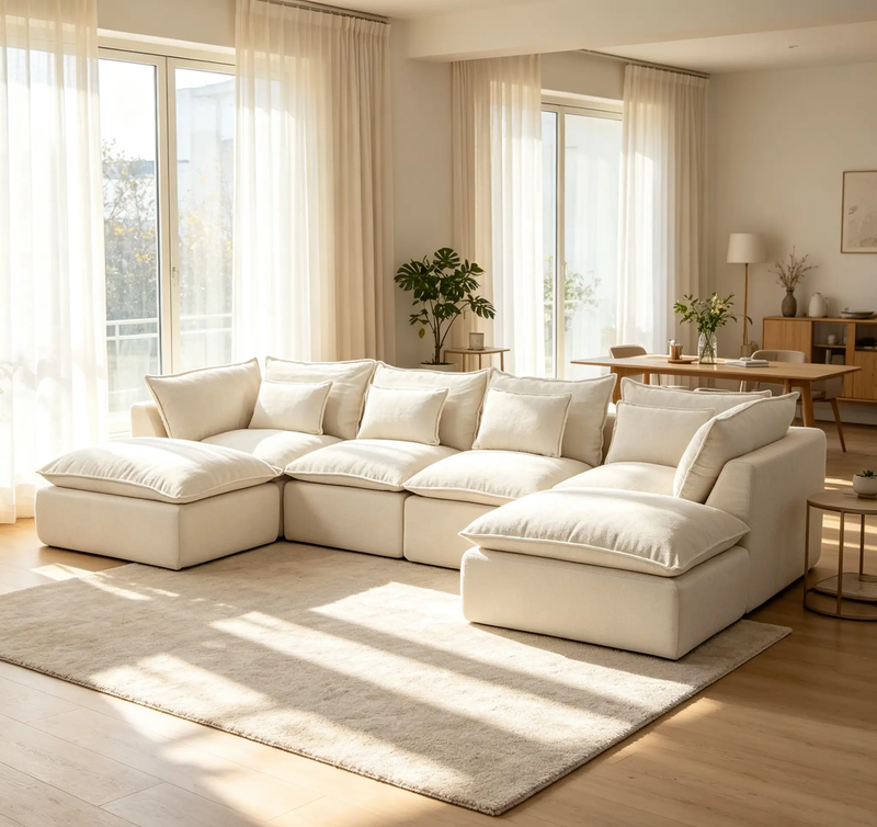 129.8" Width Cloud Couch Oversized Modular Sectional Sofa by HouseOfZazla
