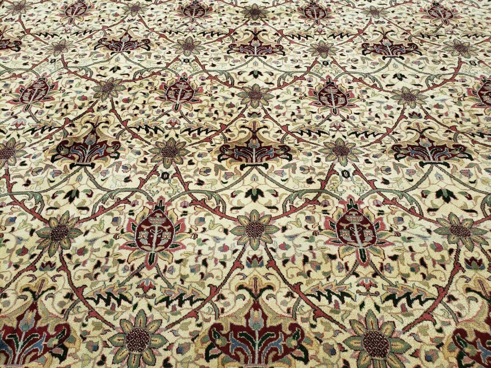 12' X 18' One-of-a-Kind Indian Agra Hand-Knotted Wool Rug Handmade Organic Dyes by Jewel Rugs