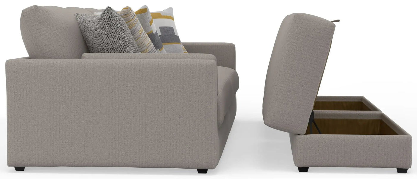 Trevor - Extra Deep Oversized Sofa With Included Storage Cocktail Ottoman by Unique Piece Furniture