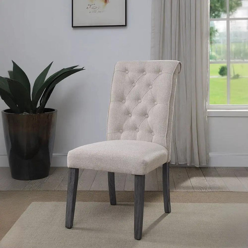 Yabeina - Side Chair (Set of 2) - Beige Linen & Gray by Unique Piece Furniture
