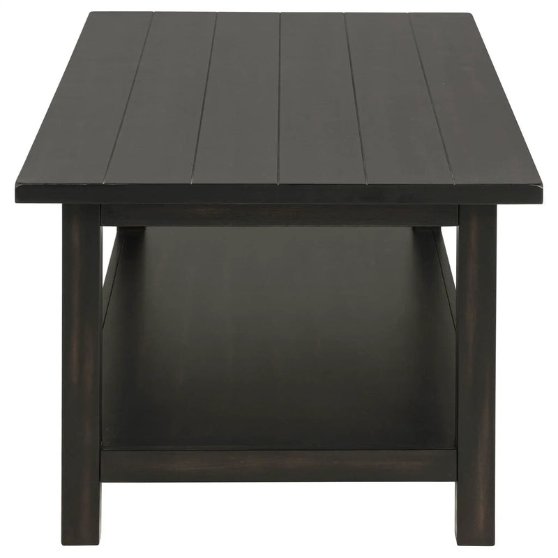 Payne Wood Coffee Table with Shelf Distressed Java by Unique Piece Furniture