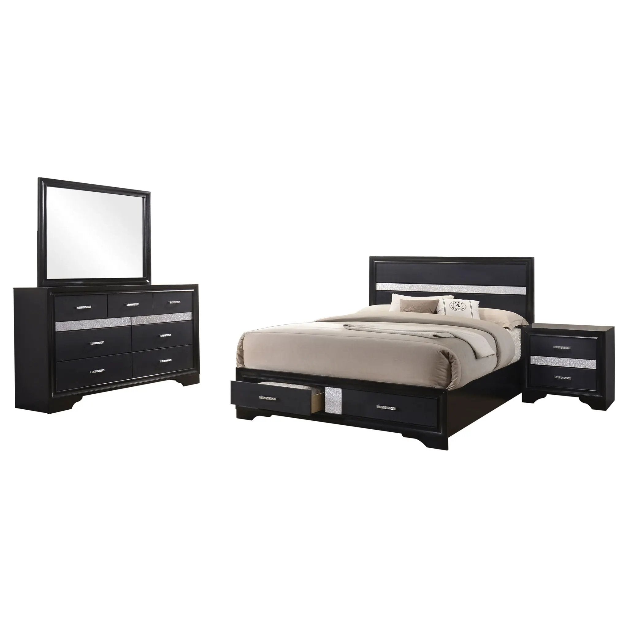 Miranda 4-piece California King Bedroom Set Black by Unique Piece Furniture